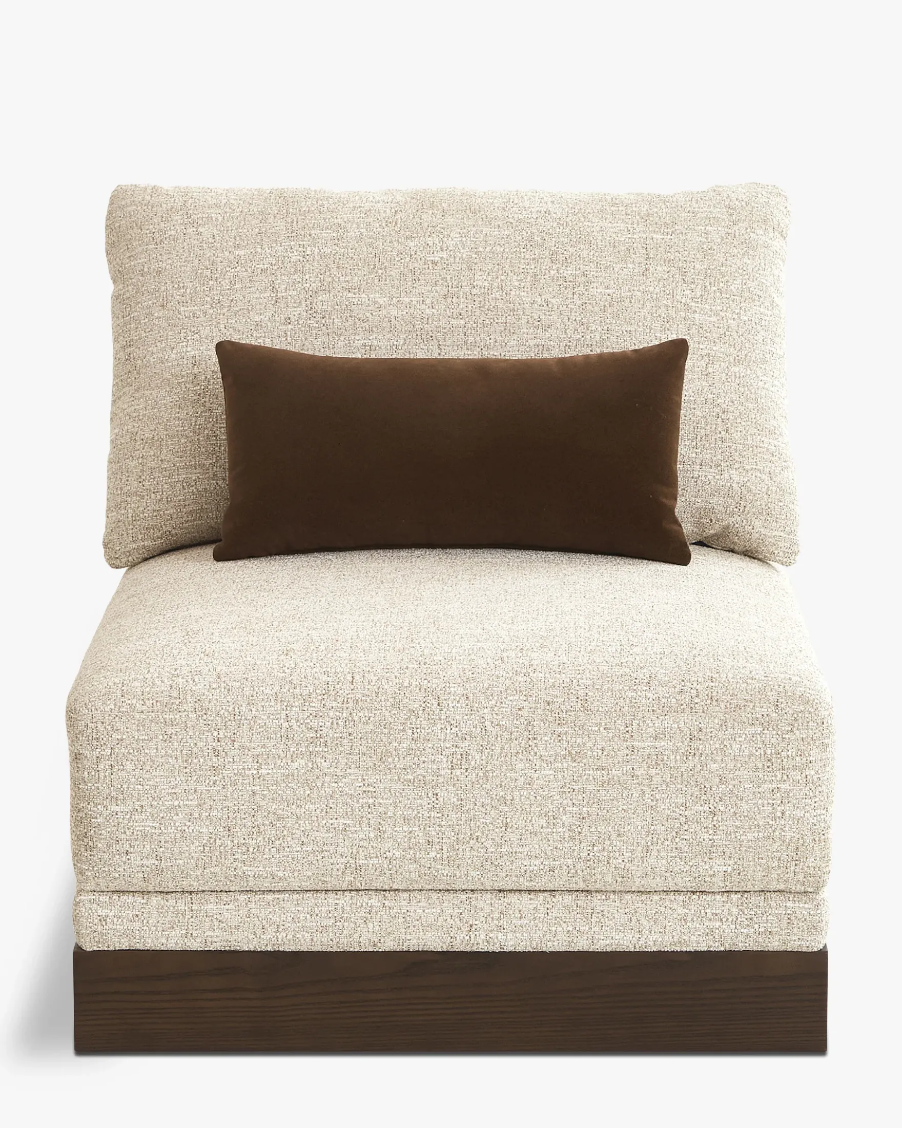 Fauteuil modulable, Tweed écru meringue & Bois teinte noyer foncé Roman