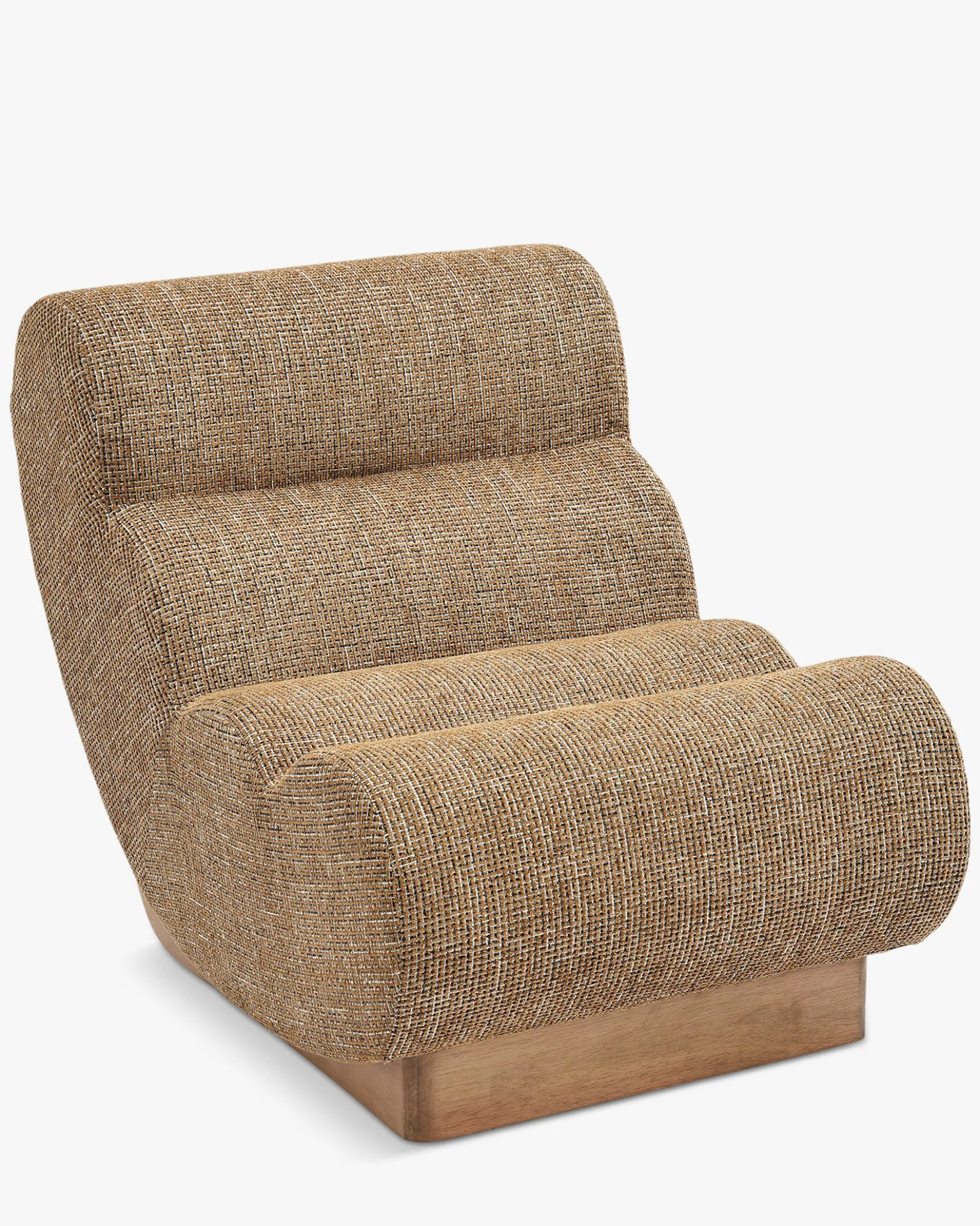 Fauteuil modulable, Tweed marron caramel & bois blond Cozy