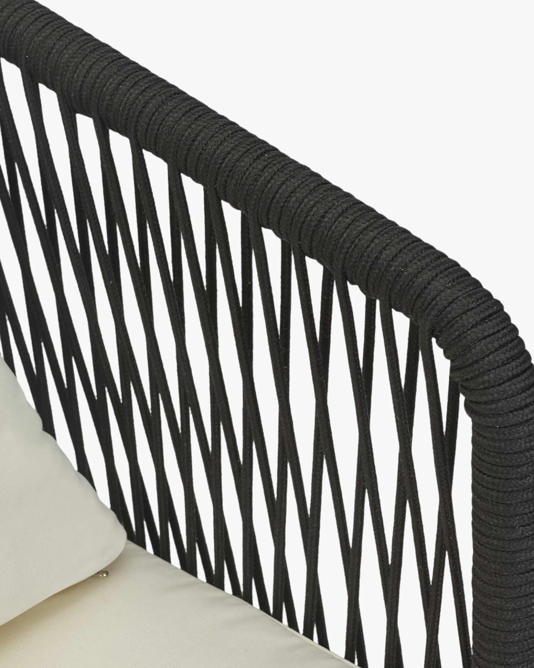 Fauteuil outdoor, Assise blanc écru, Cordage & métal noir, 70x87 Santa Monica