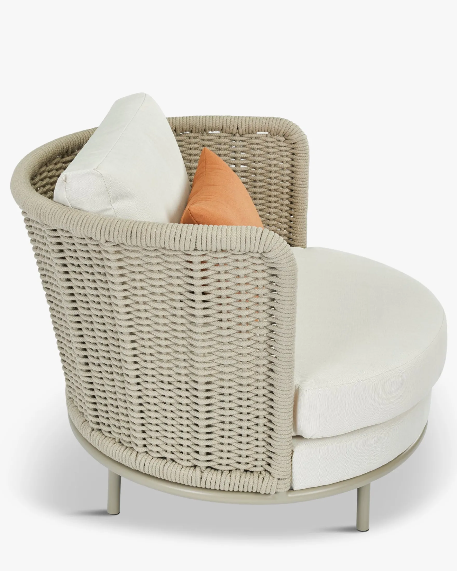 Fauteuil outdoor, Blanc/terracotta waterproof & métal taupe Florentino