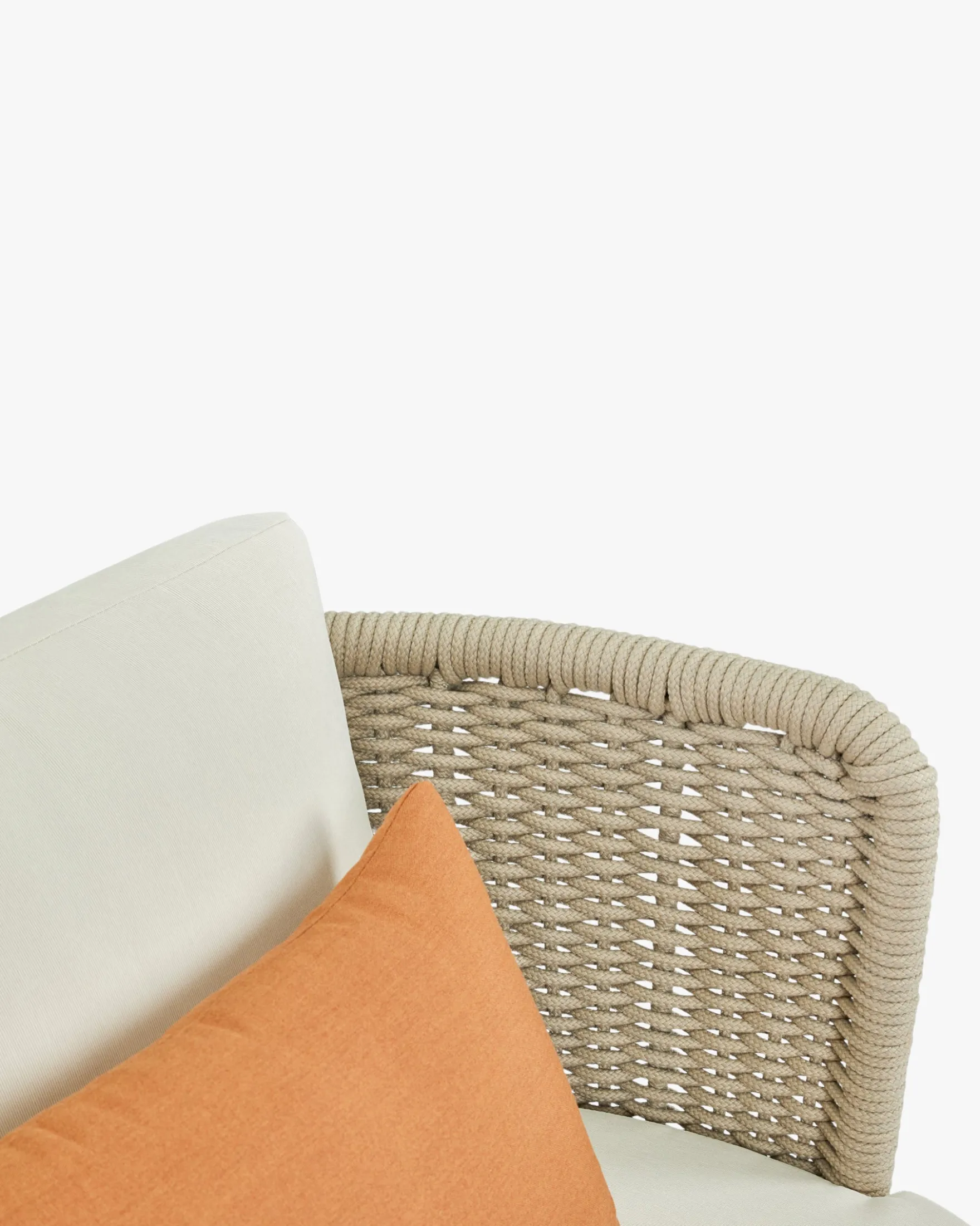 Fauteuil outdoor, Blanc/terracotta waterproof & métal taupe Florentino