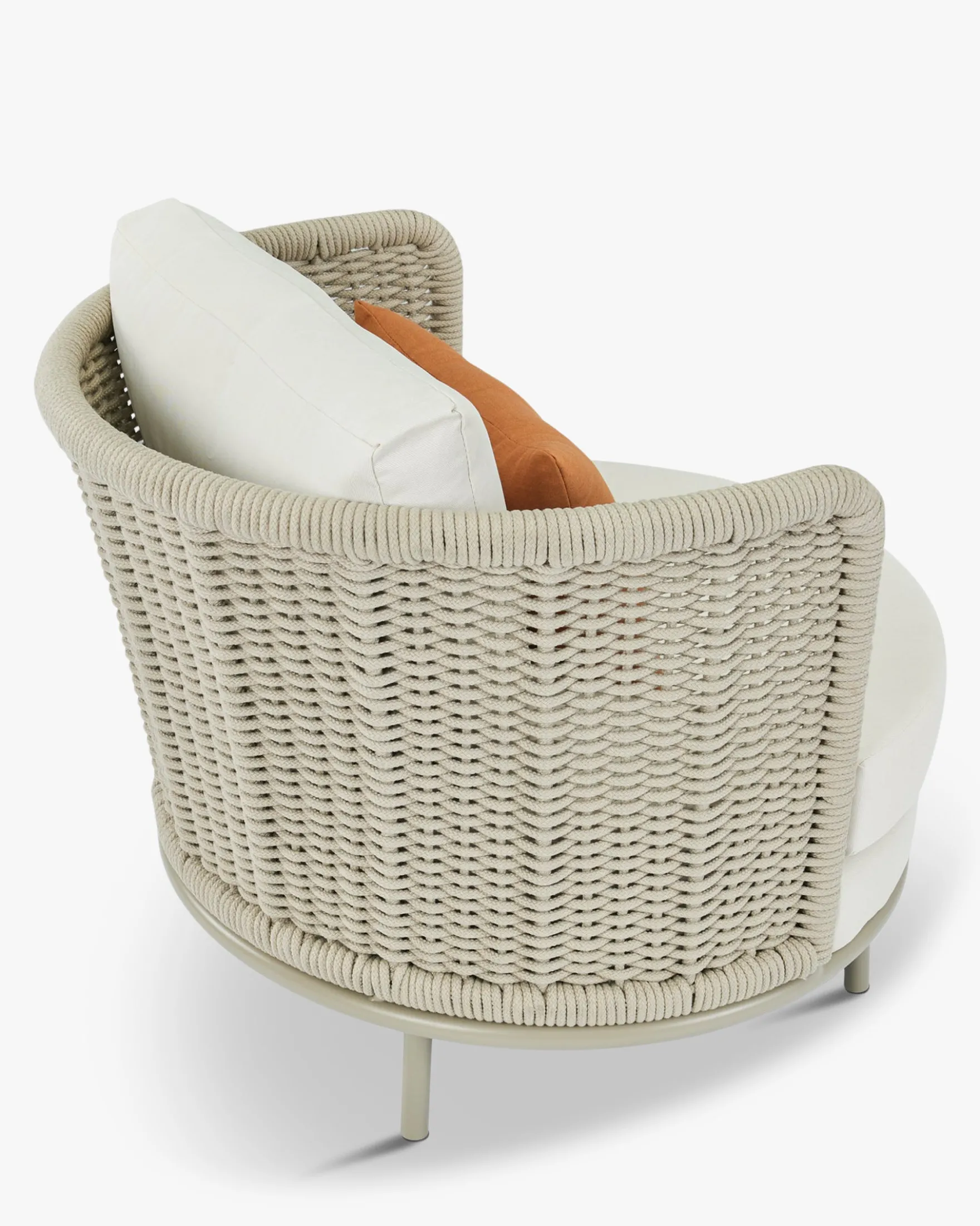 Fauteuil outdoor, Blanc/terracotta waterproof & métal taupe Florentino
