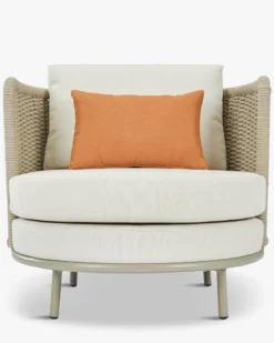 Fauteuil outdoor, Blanc/terracotta waterproof & métal taupe Florentino