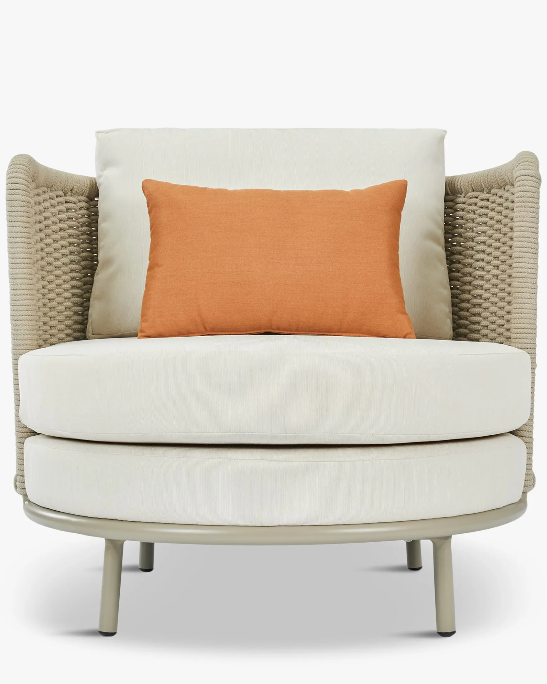 Fauteuil outdoor, Blanc/terracotta waterproof & métal taupe Florentino