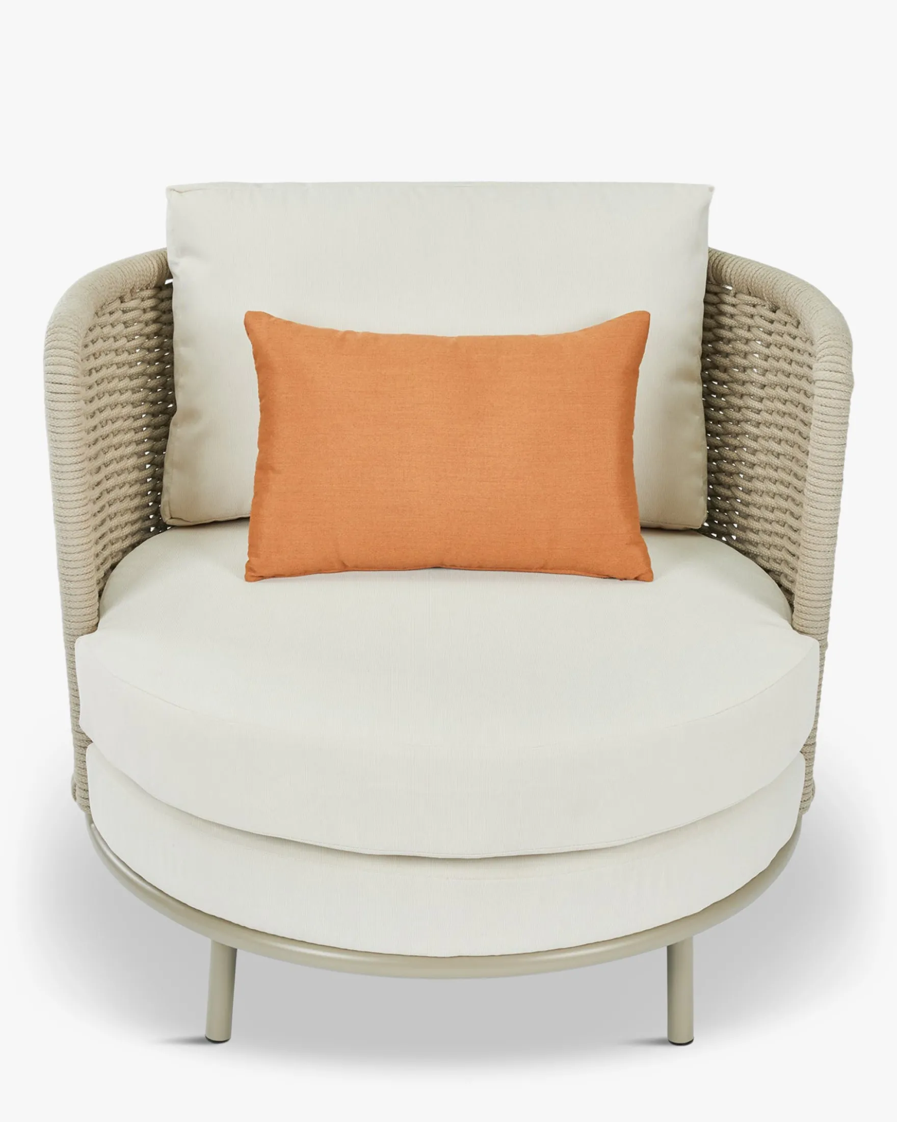Fauteuil outdoor, Blanc/terracotta waterproof & métal taupe Florentino