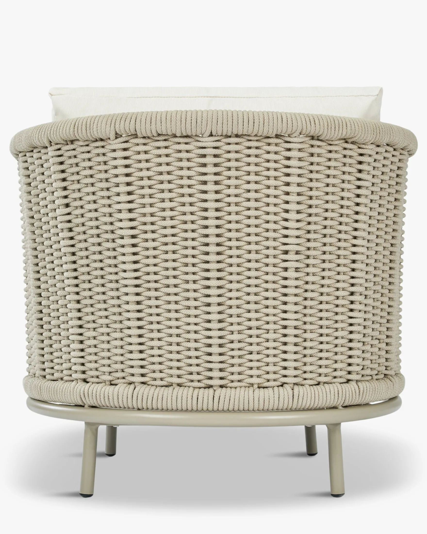 Fauteuil outdoor, Blanc/terracotta waterproof & métal taupe Florentino