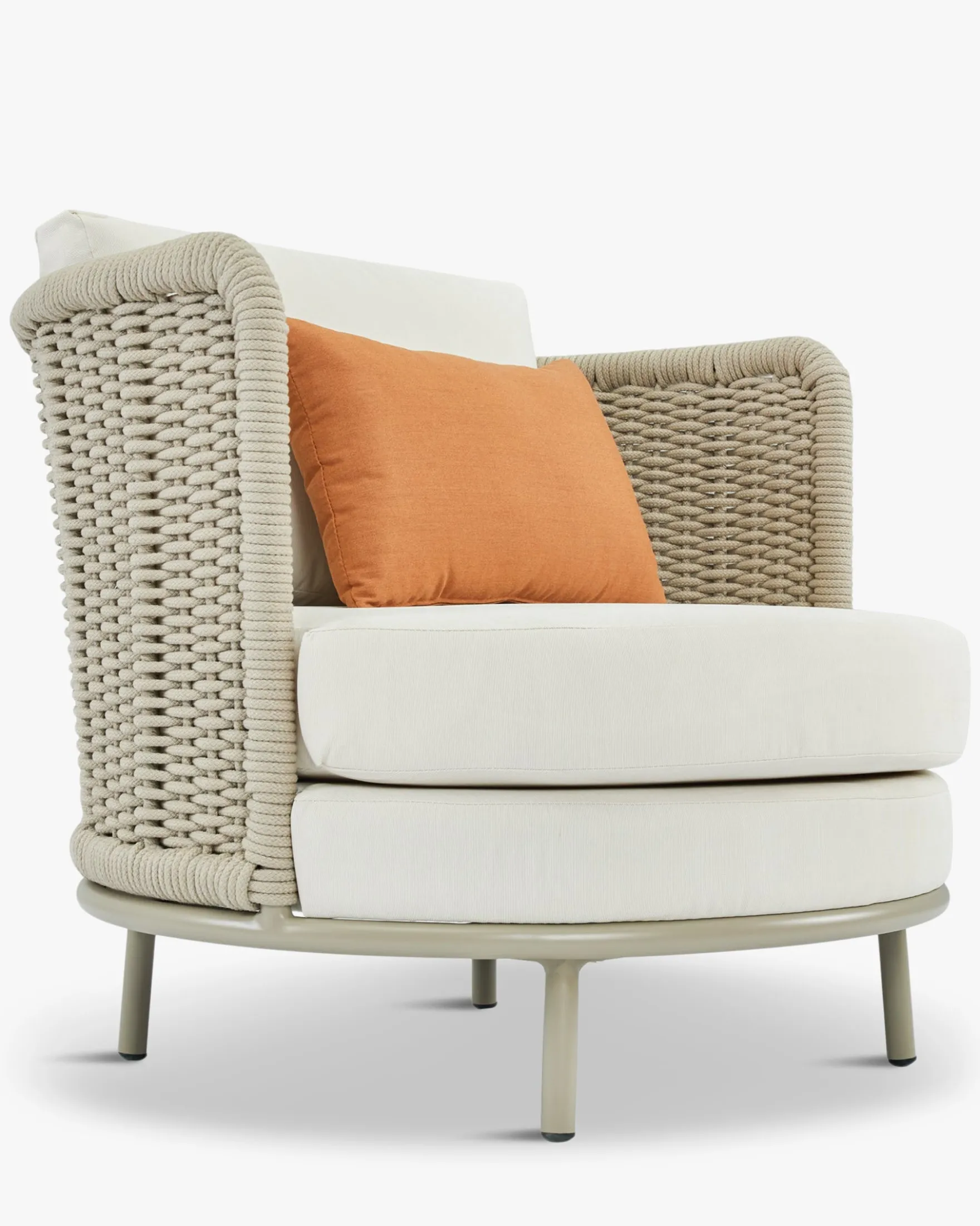 Fauteuil outdoor, Blanc/terracotta waterproof & métal taupe Florentino