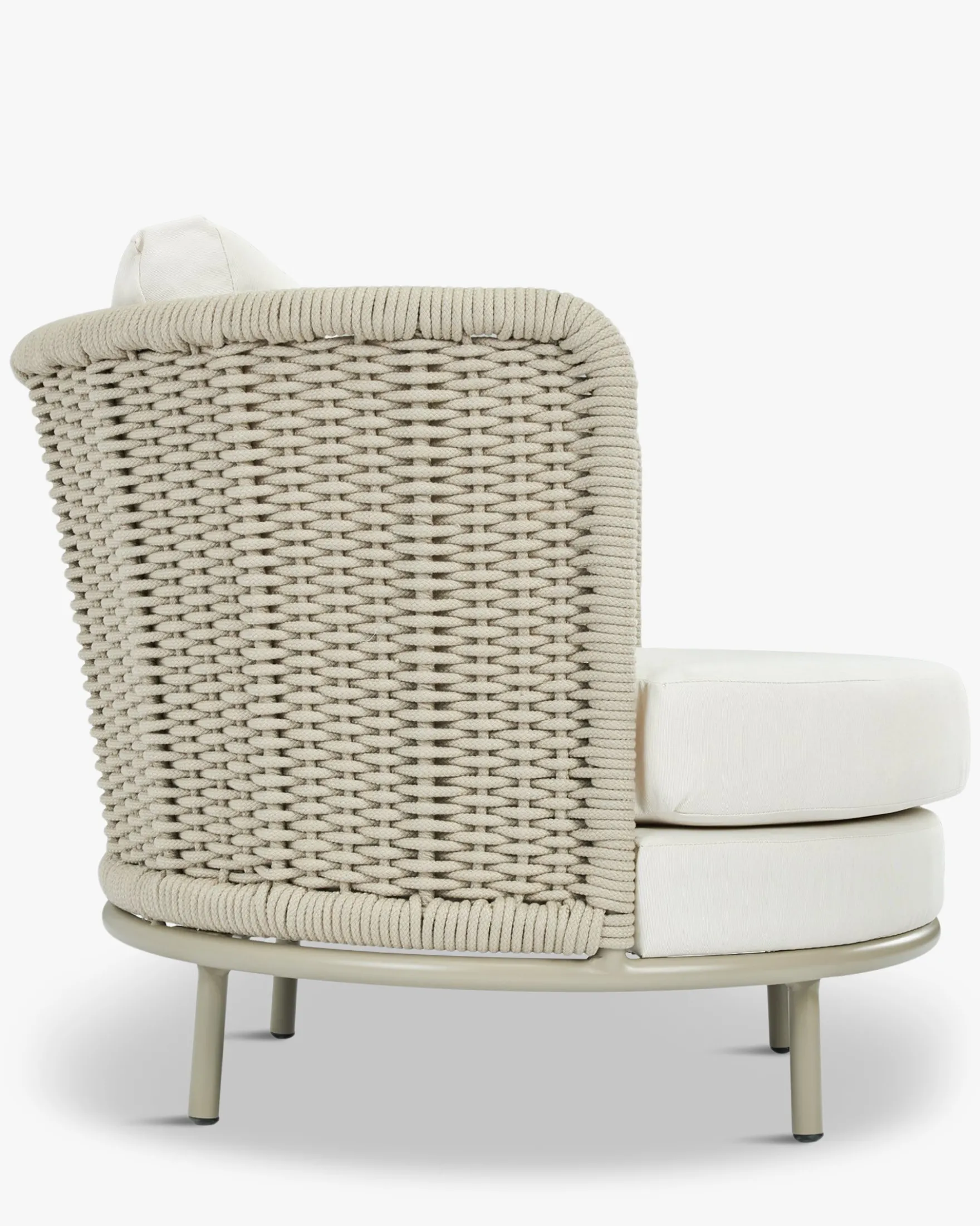 Fauteuil outdoor, Blanc/terracotta waterproof & métal taupe Florentino