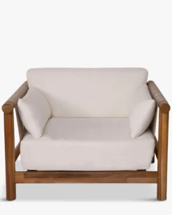 Fauteuil outdoor, Blanc waterproof & bois d'acacia Bexley
