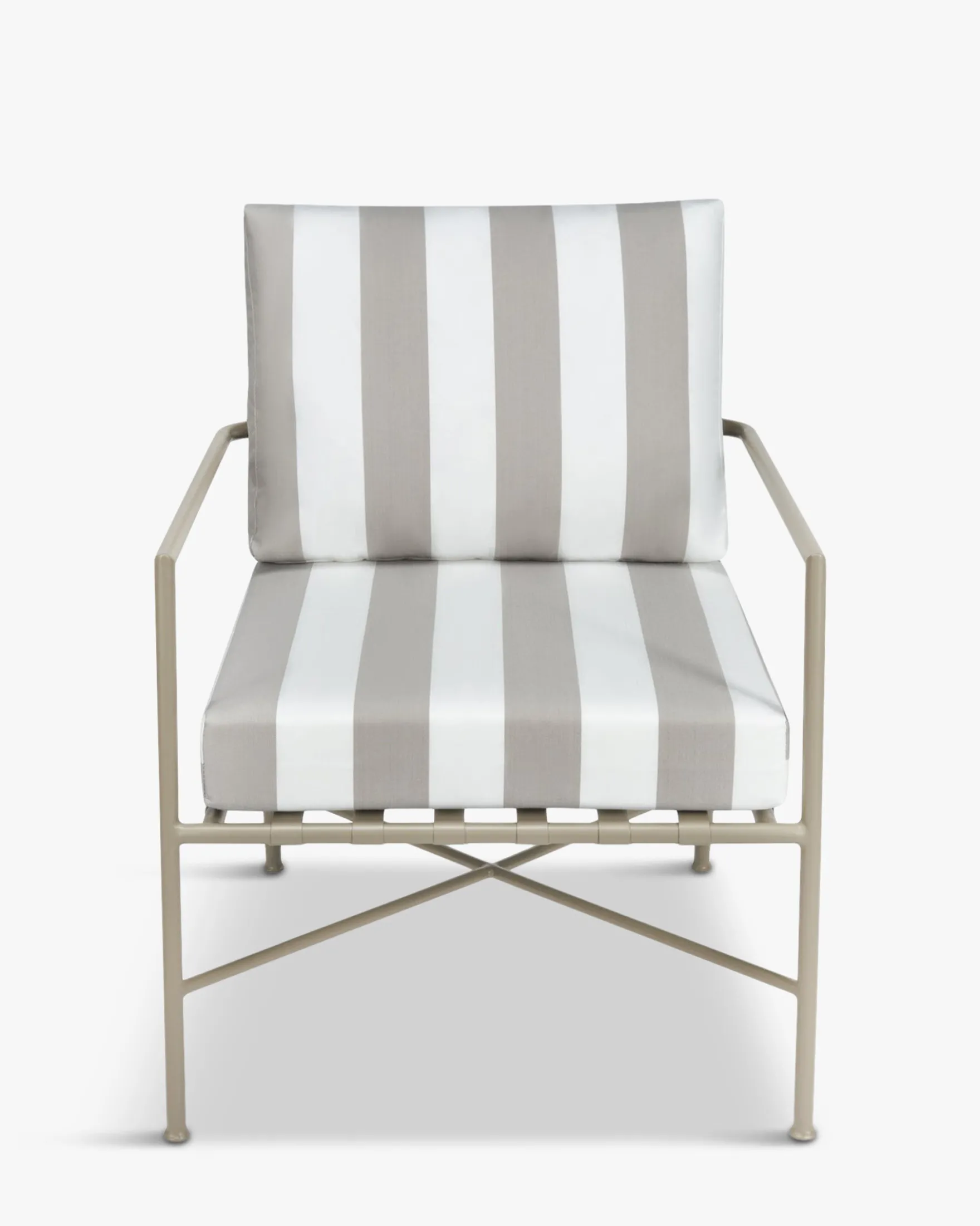Fauteuil outdoor, Rayures taupe waterproof & métal taupe Bel Air