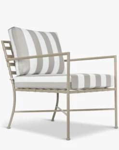 Fauteuil outdoor, Rayures taupe waterproof & métal taupe Bel Air
