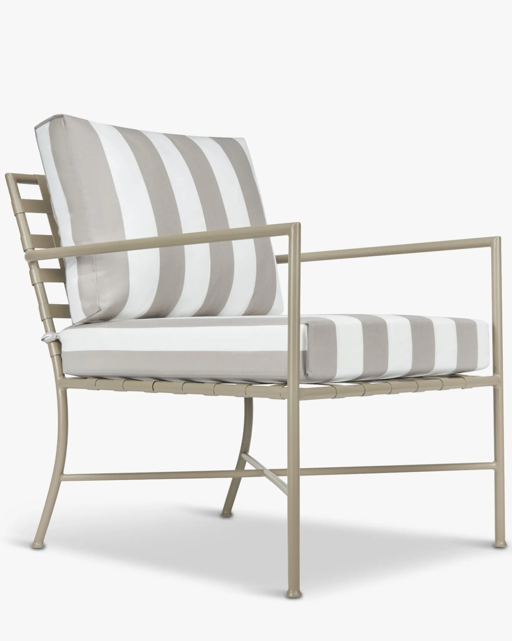 Fauteuil outdoor, Rayures taupe waterproof & métal taupe Bel Air