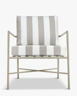 Fauteuil outdoor, Rayures taupe waterproof & métal taupe Bel Air