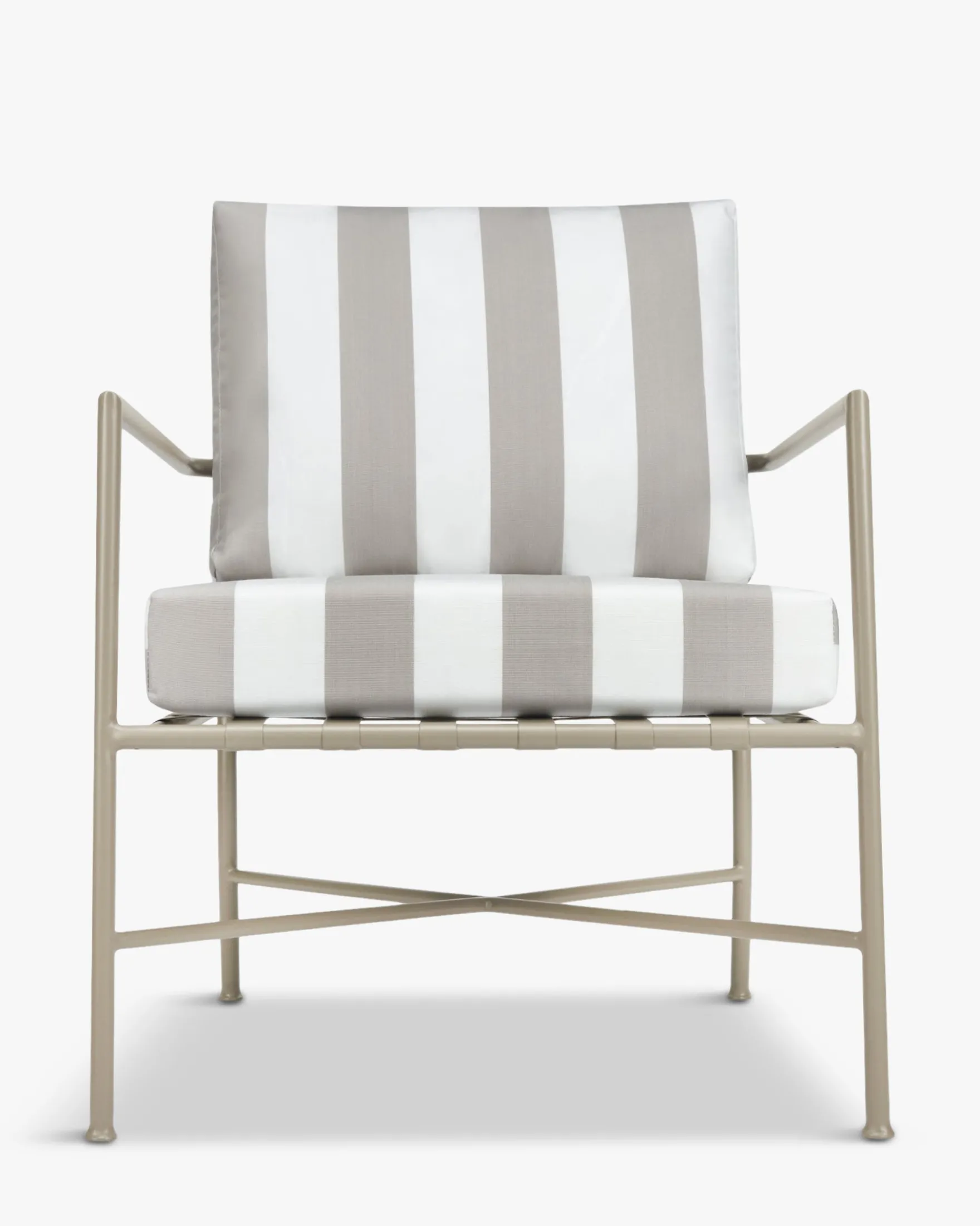 Fauteuil outdoor, Rayures taupe waterproof & métal taupe Bel Air