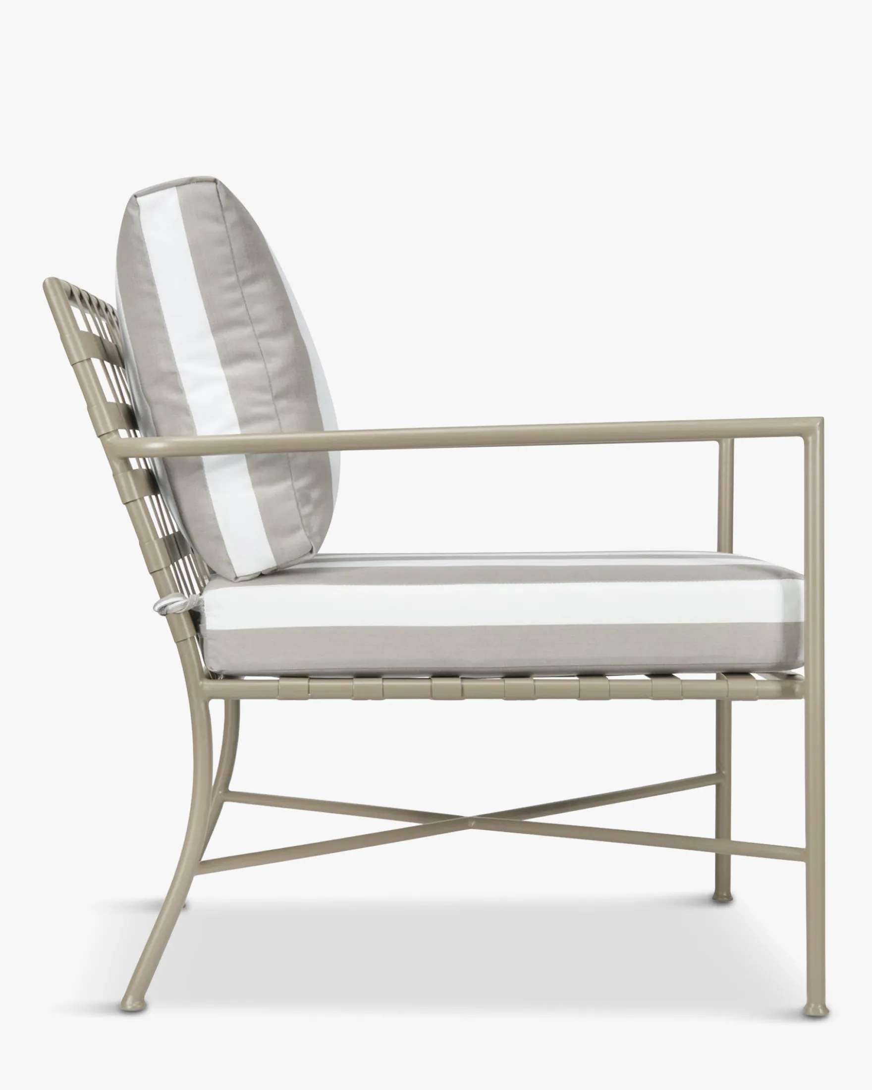 Fauteuil outdoor, Rayures taupe waterproof & métal taupe Bel Air