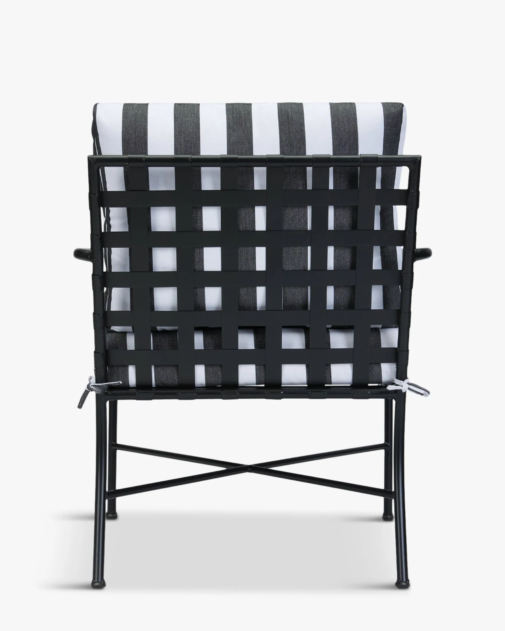 Fauteuil outdoor, Tissu waterproof noir-blanc & métal noir Bel Air