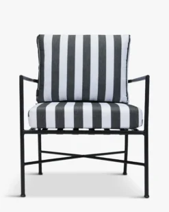 Fauteuil outdoor, Tissu waterproof noir-blanc & métal noir Bel Air