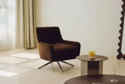 Fauteuil rotatif, Velours marron intense & Métal chromé Golden Gun
