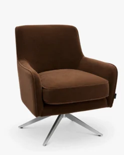 Fauteuil rotatif, Velours marron intense & Métal chromé Golden Gun