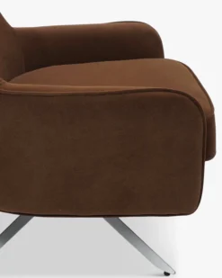 Fauteuil rotatif, Velours marron intense & Métal chromé Golden Gun