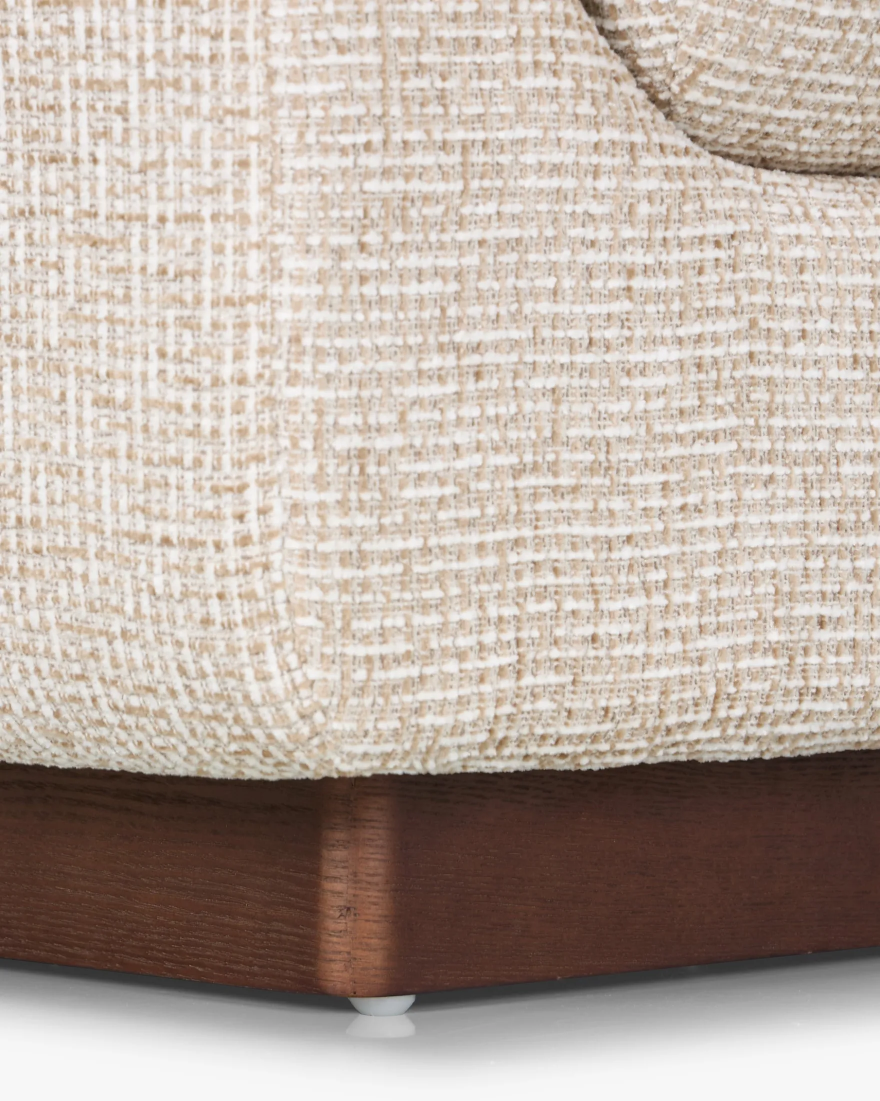 Fauteuil, Tweed beige marron noisette & Bois teinte noyer, L100 Elysee