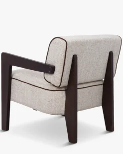 Fauteuil, Tweed écru meringue & Frêne massif Elva