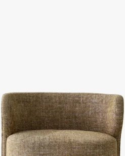Fauteuil, Tweed marron caramel & bois chocolat Giulio