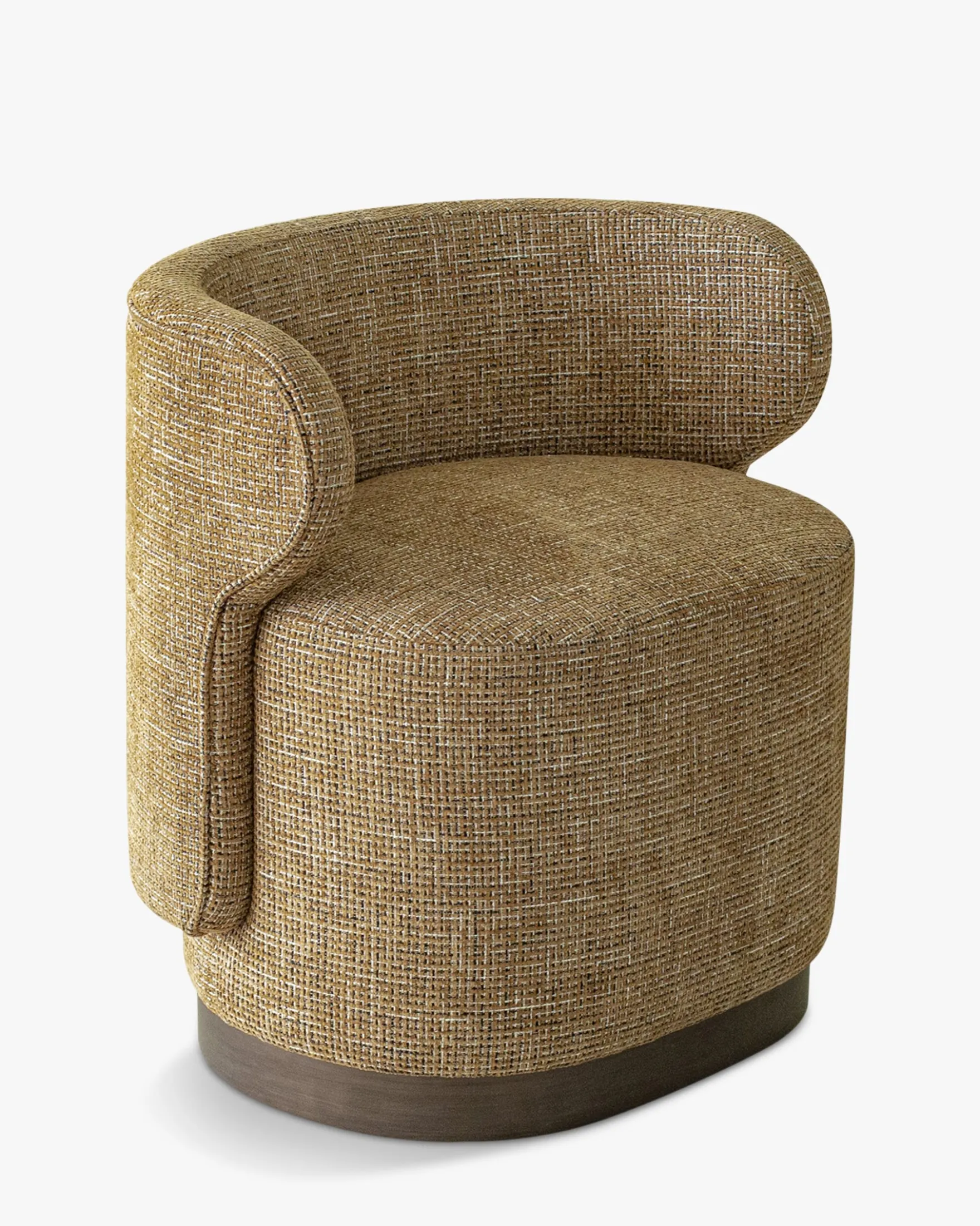 Fauteuil, Tweed marron caramel & bois chocolat Giulio