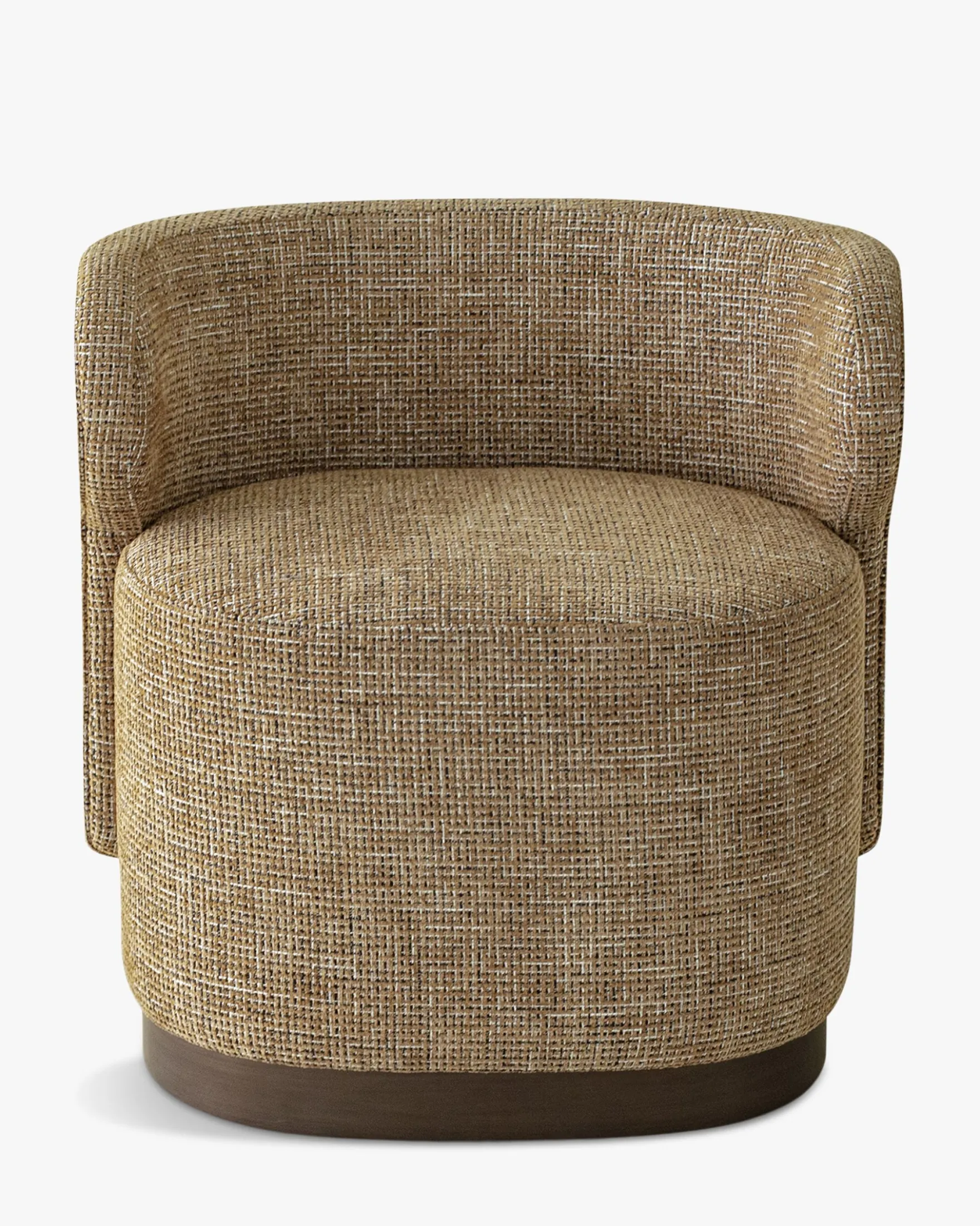 Fauteuil, Tweed marron caramel & bois chocolat Giulio