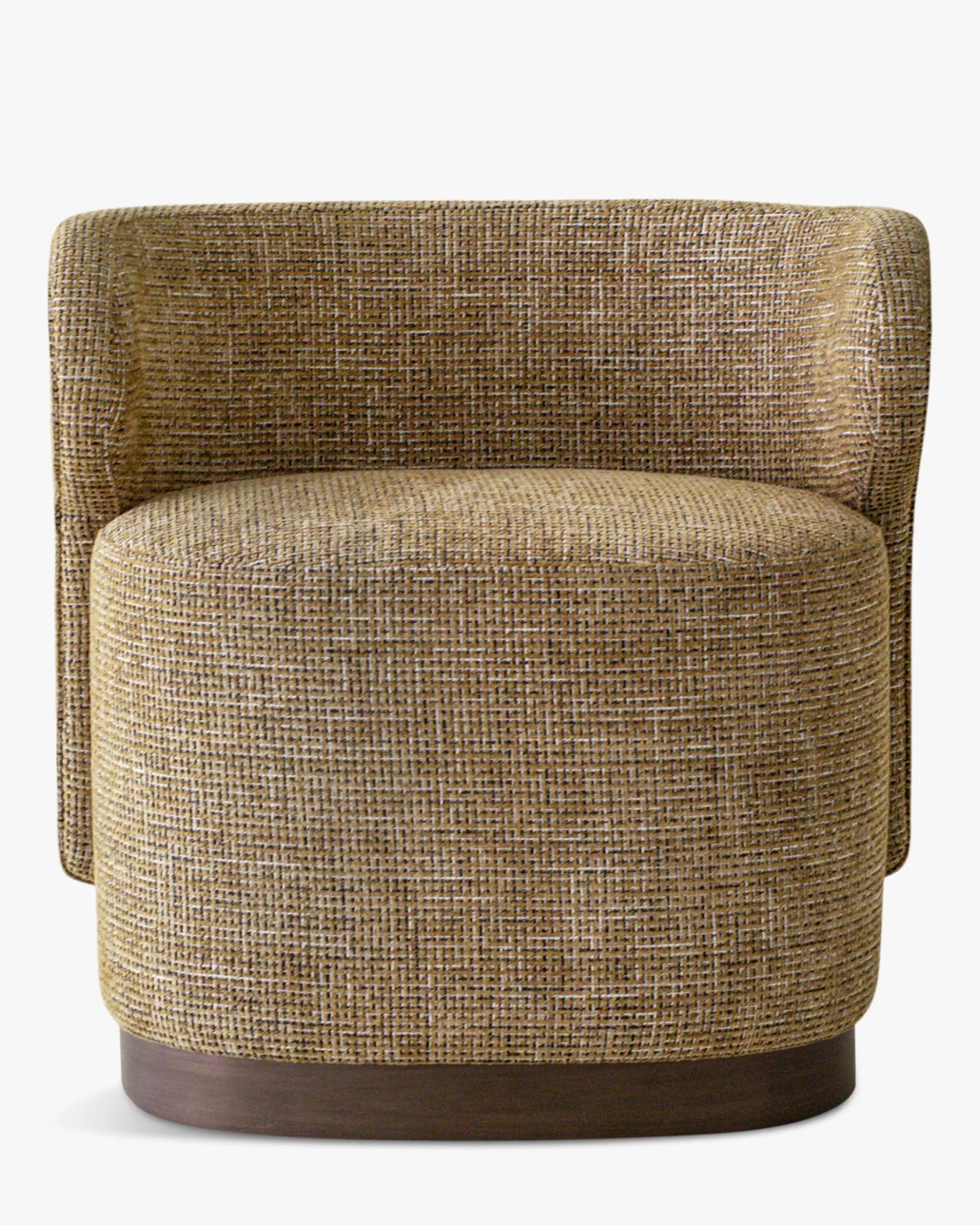 Fauteuil, Tweed marron caramel & bois chocolat Giulio