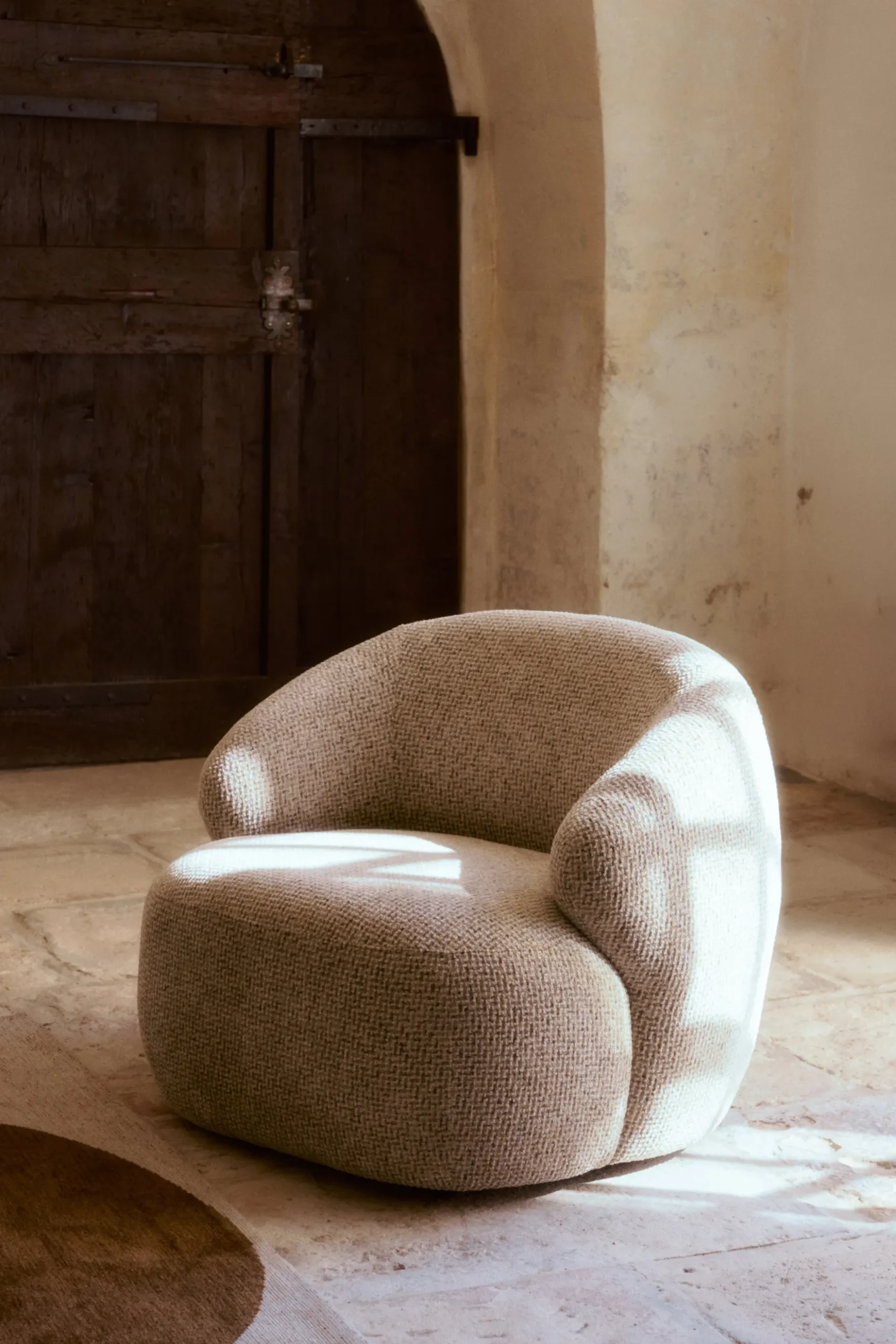 Fauteuil, Tweed Moucheté Marron Aspen
