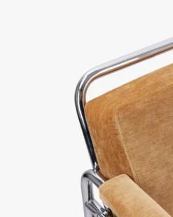 Fauteuil, Velours camel doré & Fer chromé Kyle