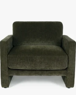 Fauteuil, Velours vert sapin Serena