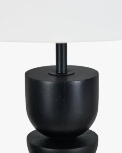 Lampadaire, Bois noir & Lin blanc, H158,5 Tinga