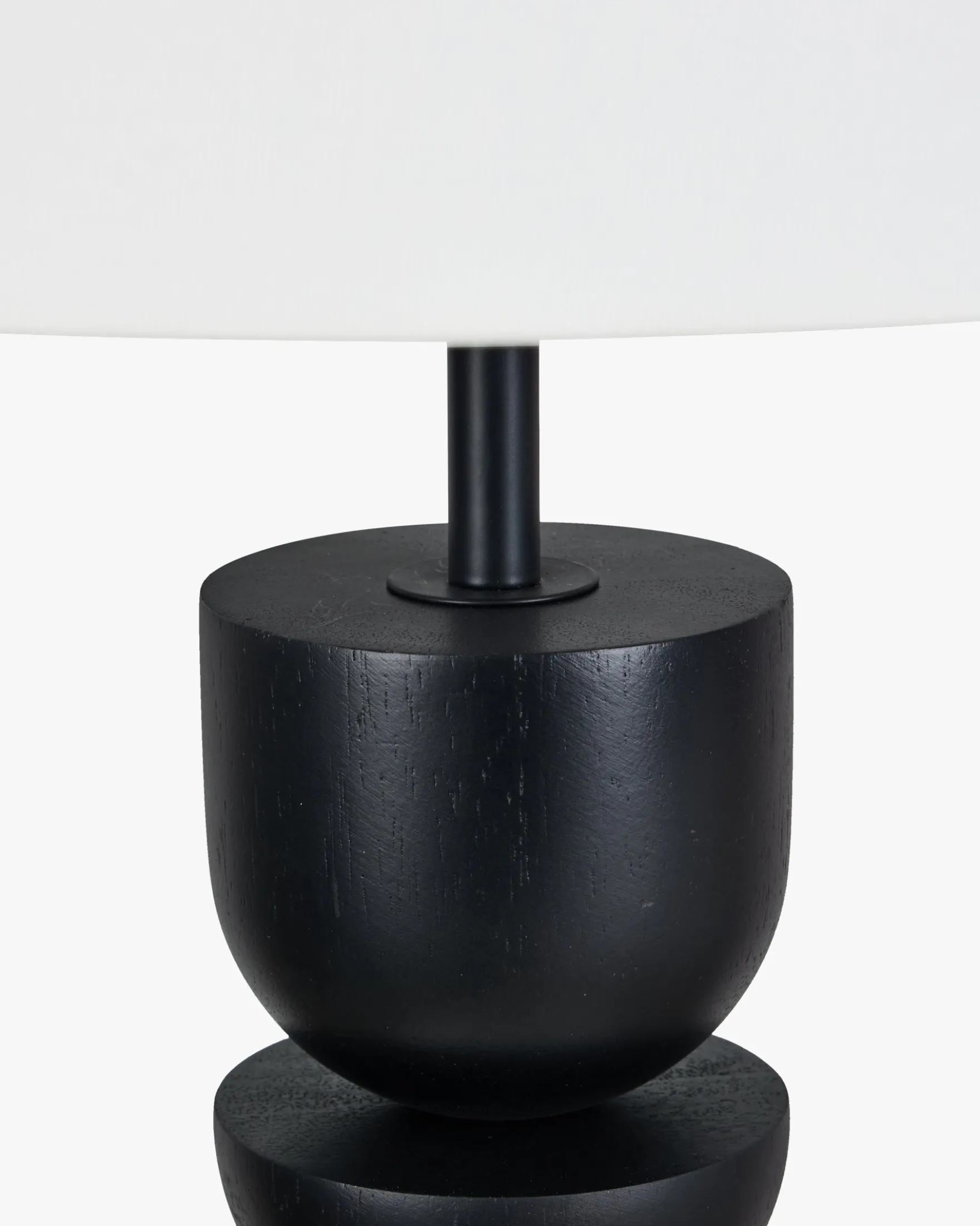 Lampadaire, Bois noir & Lin blanc, H158,5 Tinga