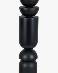 Lampadaire, Bois noir & Lin blanc, H158,5 Tinga