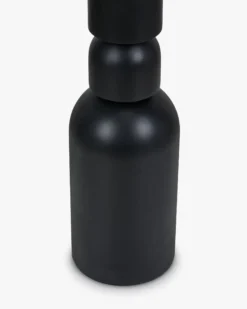 Lampadaire, Bois noir & Lin blanc, H158,5 Tinga