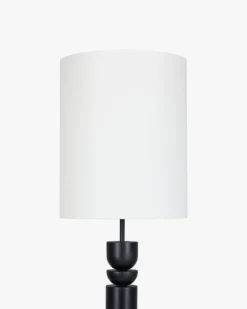 Lampadaire, Bois noir & Lin blanc, H158,5 Tinga