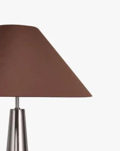 Lampadaire, Fer chromé effet brossé & Tissu marron, H151.5 Khone