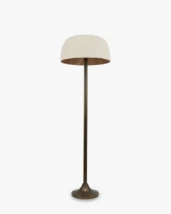Lampadaire, Laiton antique & Lin, H162,5 Brighton