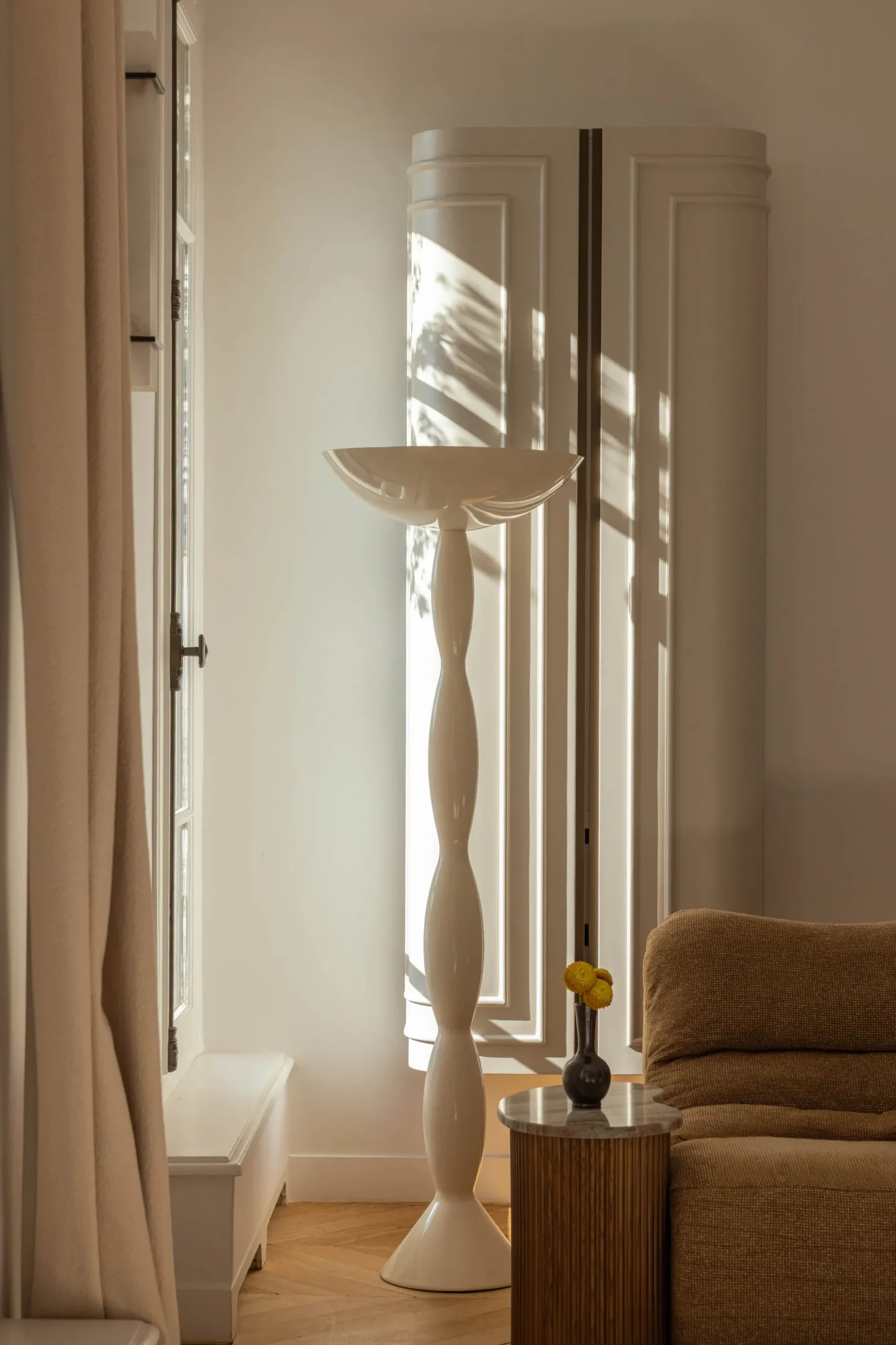 Lampadaire, Métal blanc, H163 Ardenia