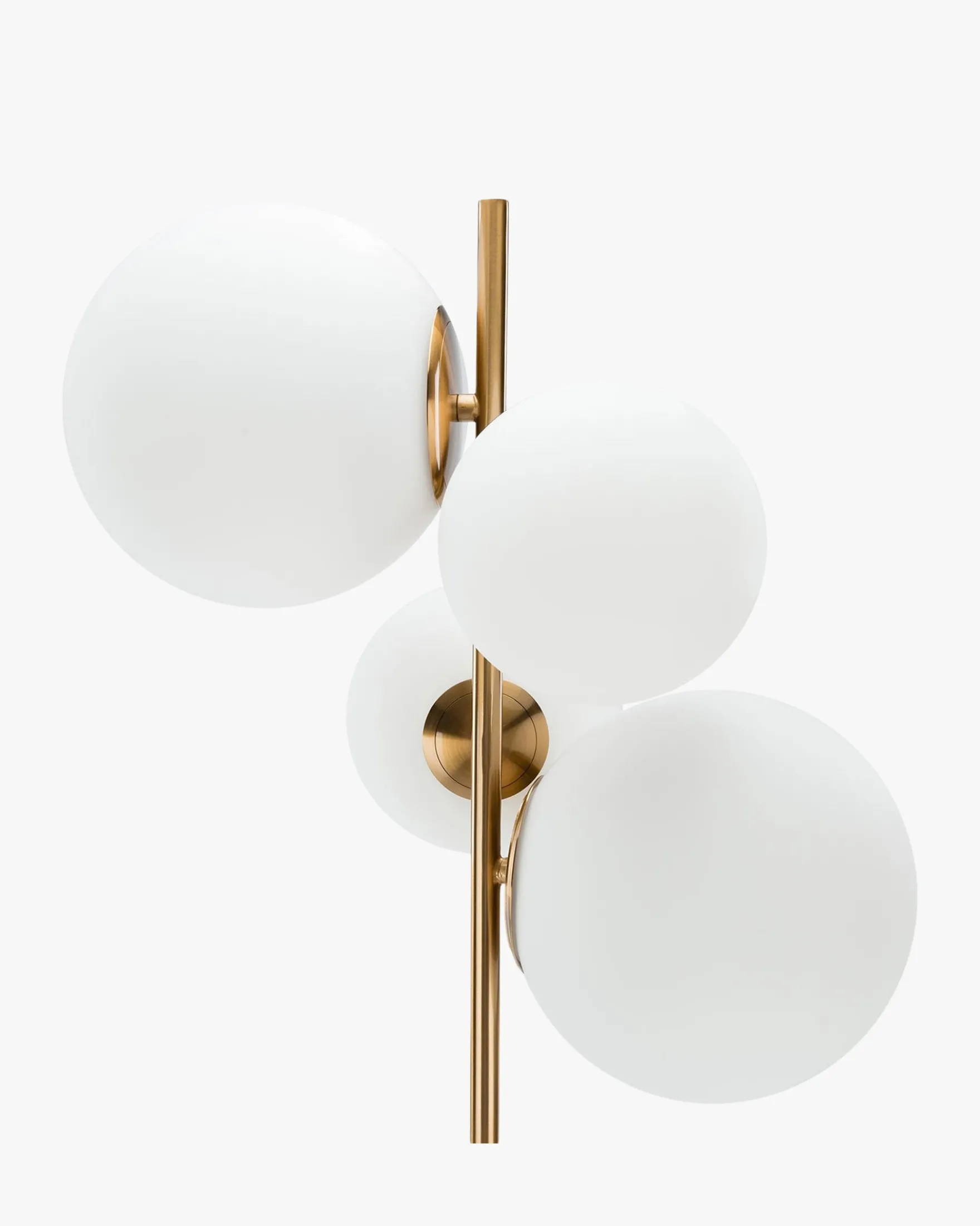 Lampadaire, Sphères blanches, marbre blanc & métal doré, H158 Skull
