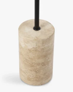 Lampadaire, Sphères blanches, travertin & métal noir, H158 Skull