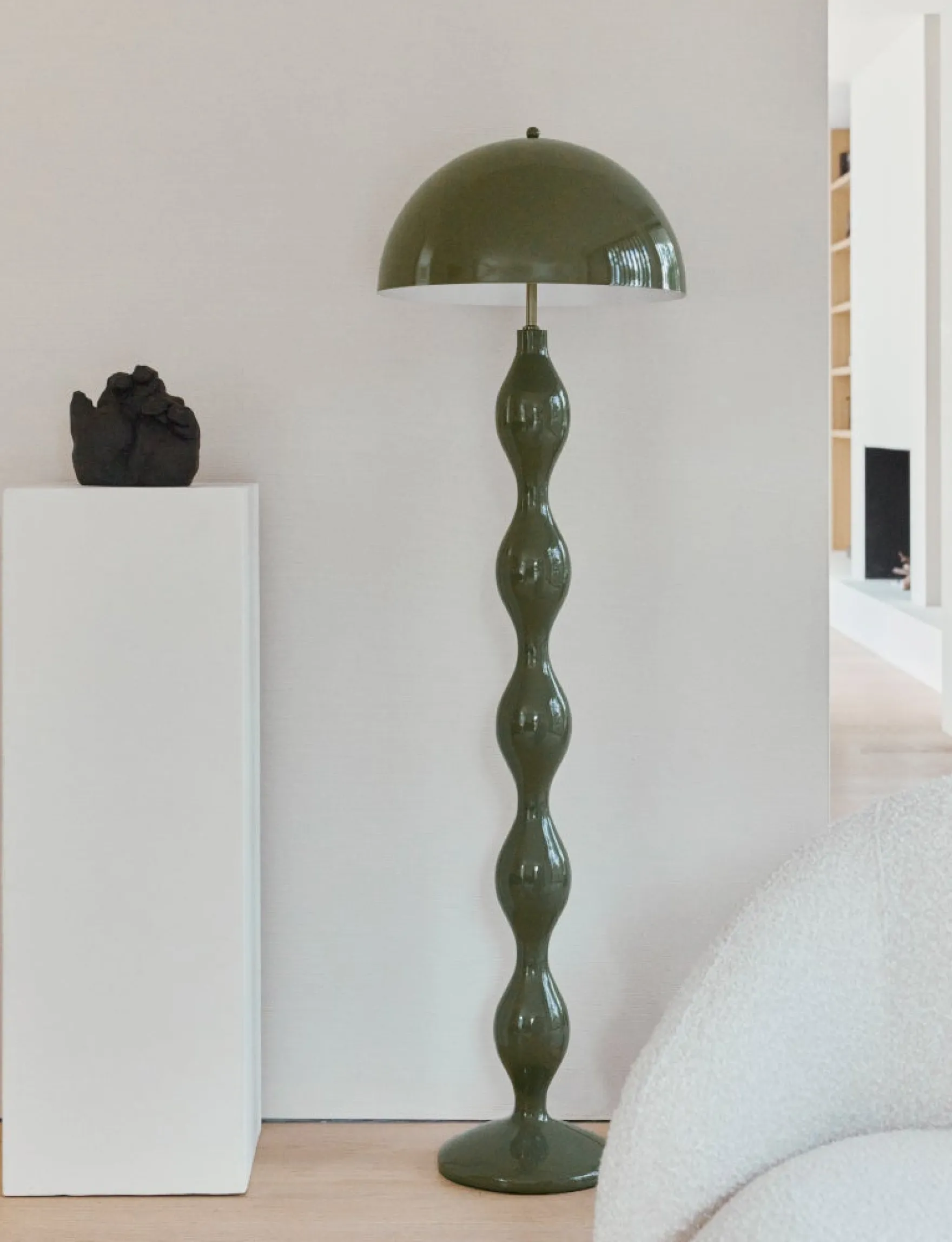 Lampadaire, Vert olive satiné, H152 Powers