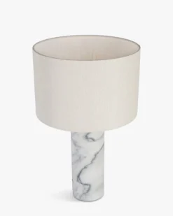 Lampe de table, Abat-jour lin & marbre blanc, H50 Gaia