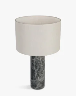Lampe de table, Abat-jour lin & marbre gris, H50 Gaia