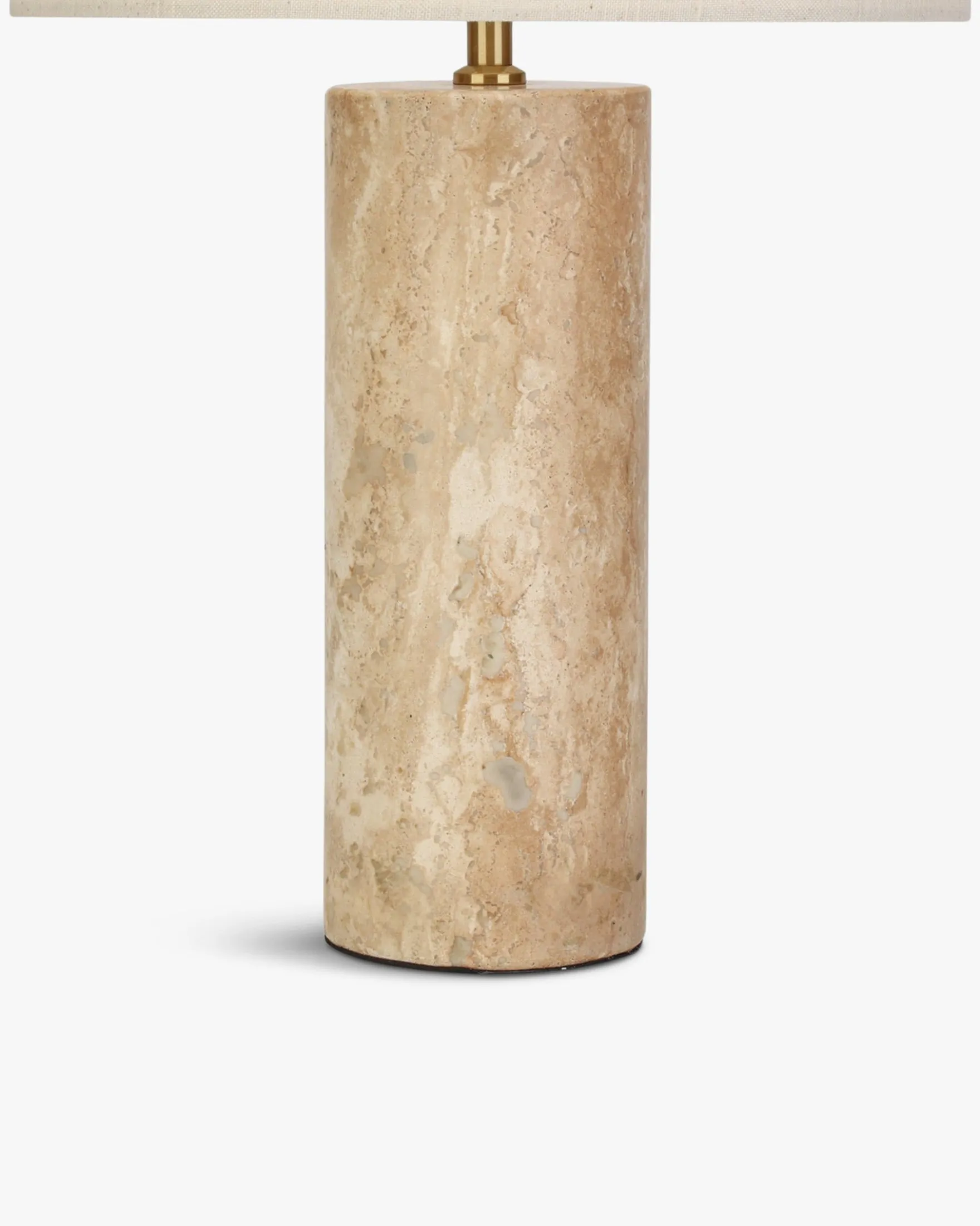 Lampe de table, Abat-jour lin & travertin naturel, H50 Gaia