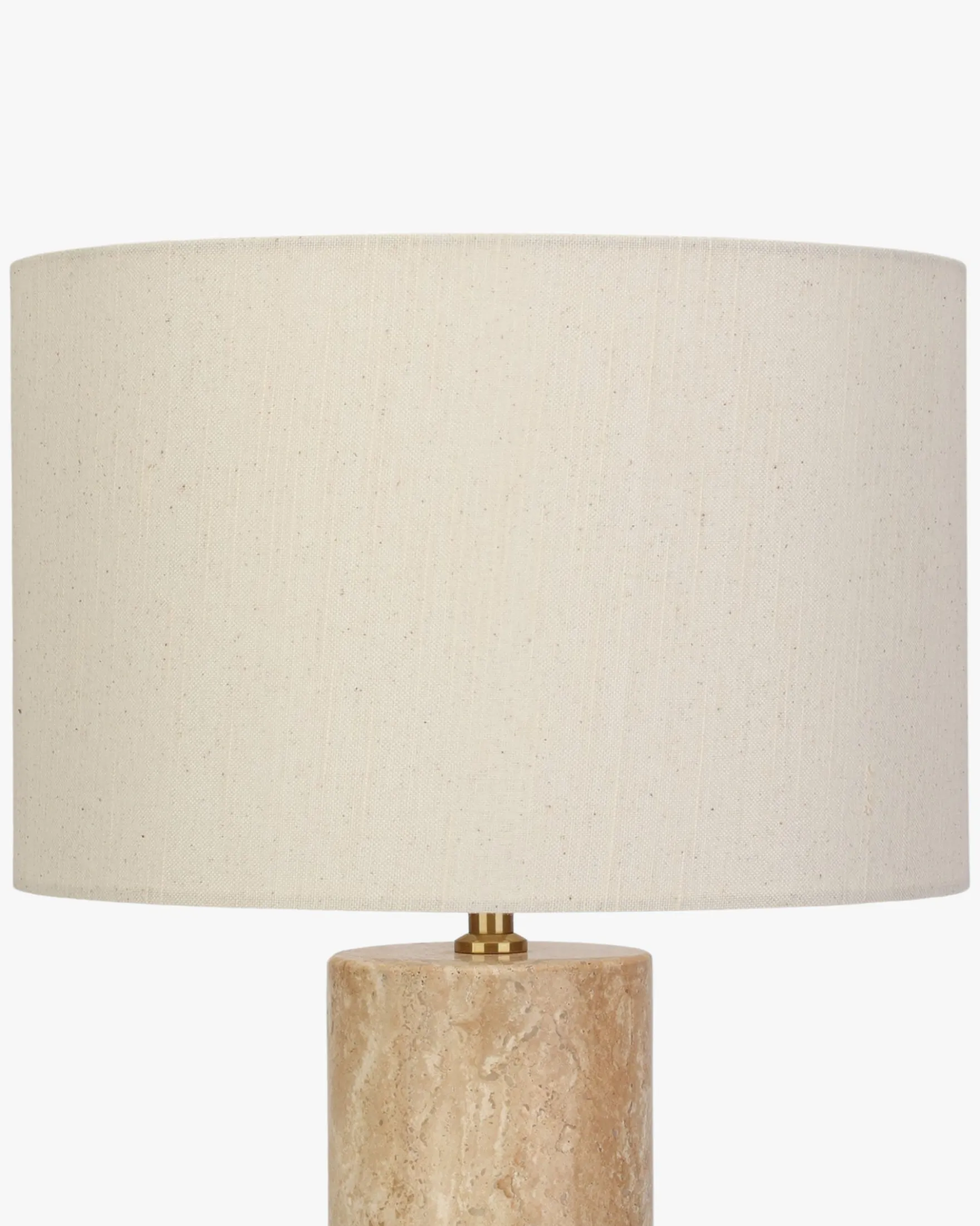 Lampe de table, Abat-jour lin & travertin naturel, H50 Gaia