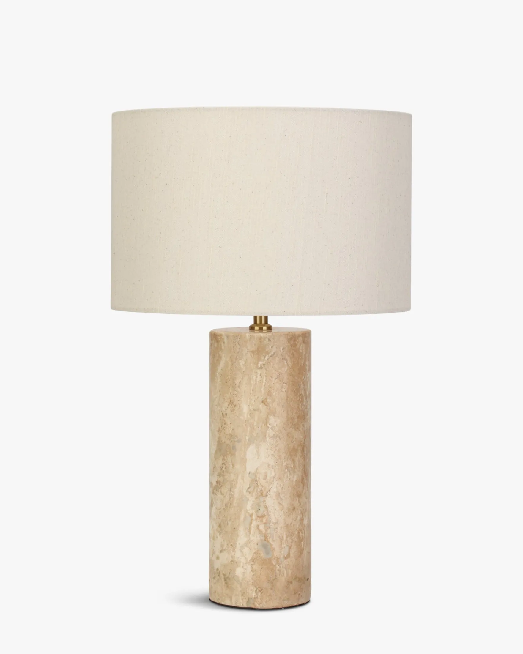 Lampe de table, Abat-jour lin & travertin naturel, H50 Gaia