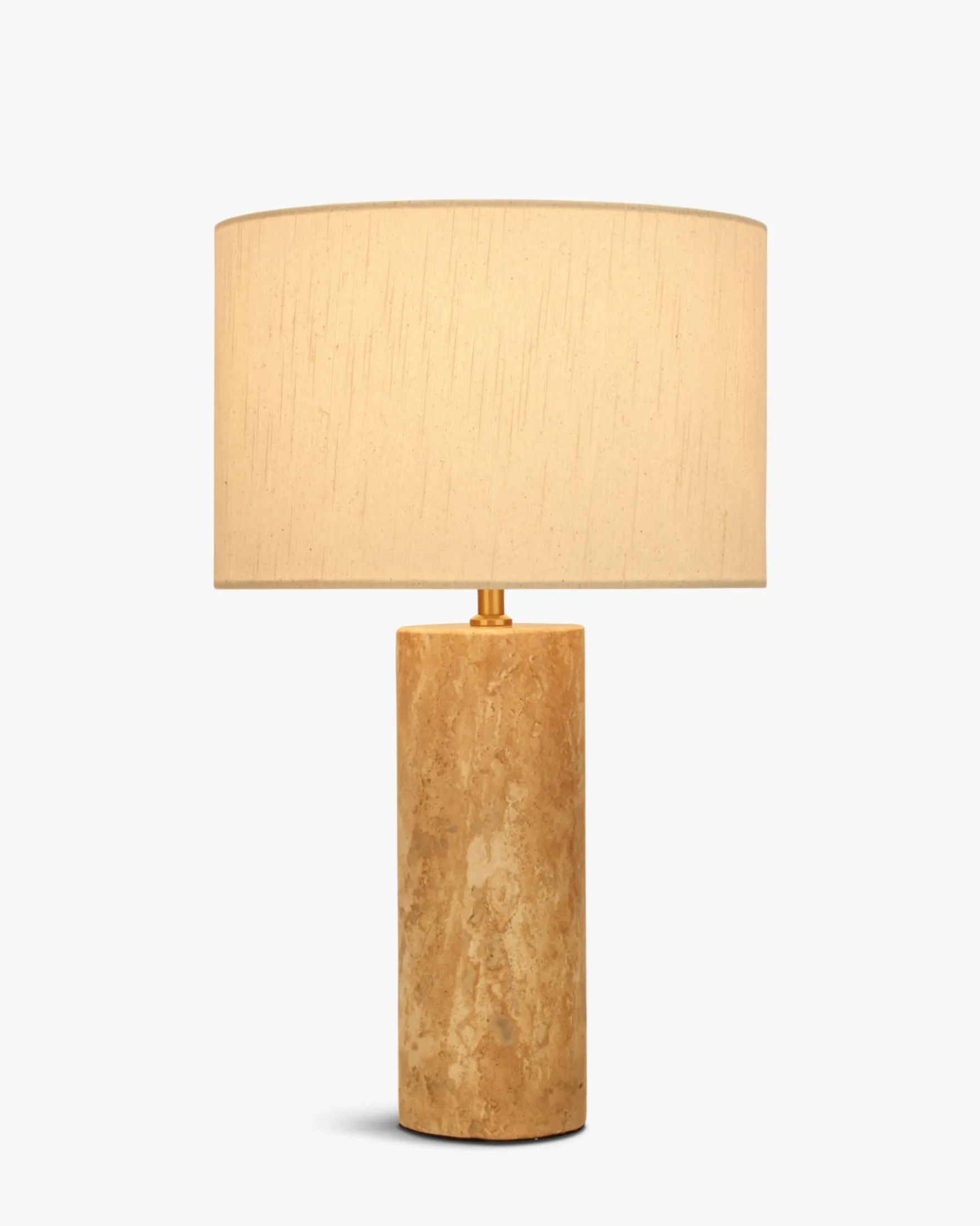 Lampe de table, Abat-jour lin & travertin naturel, H50 Gaia